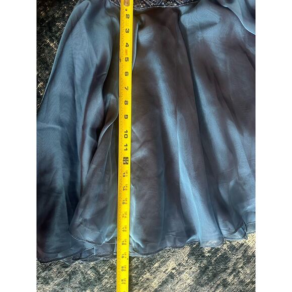 Sherri Hill 2 Piece Chiffon Skirt/Embellished Top Blue Size 6 Style 51296 Formal - Picture 12 of 15